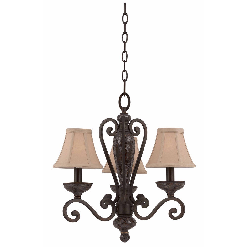 Triarch International Mosaic Jewelry 3-light Harvest Bronze Mini Chandelier